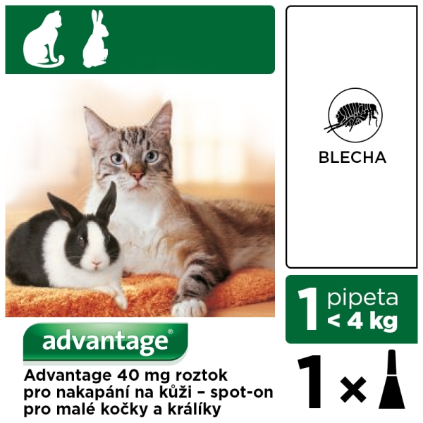 Advantage pro malé kočky a králíky 40mg 1x0,4ml